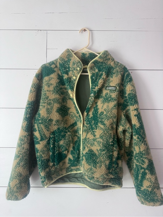 Parks Project Jackets & Blazers - Parks Project Green Floral Sherpa Fleece Snap Jacket Size Small